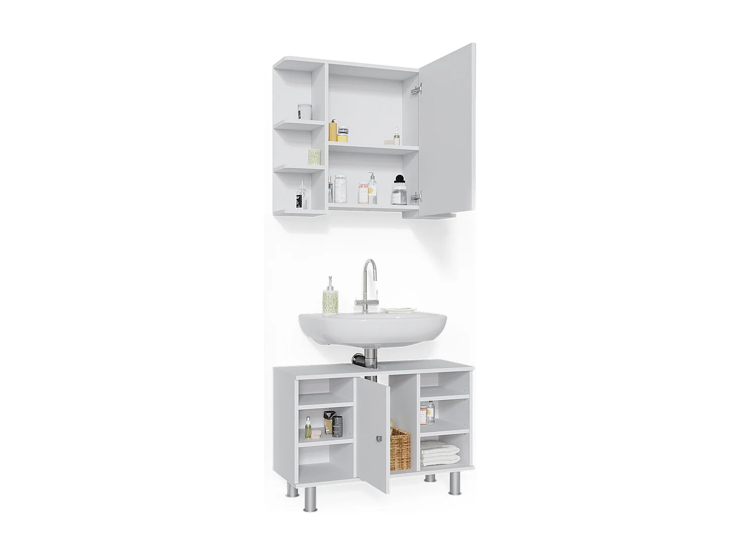 Set mobili bagno bianco 60x32x54 fynn