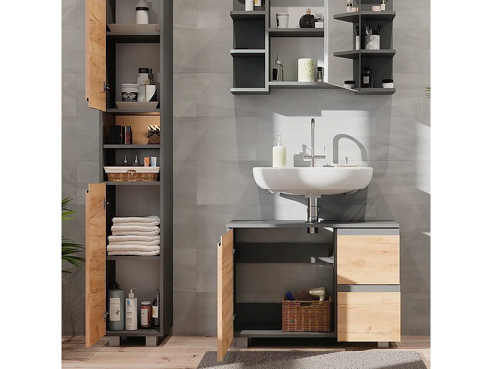 Meubles bain gris 80x33x60 j-shape