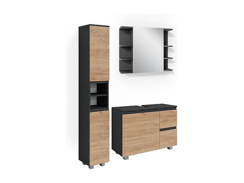 Badmöbel-Set grau 80x33x60 j-shape