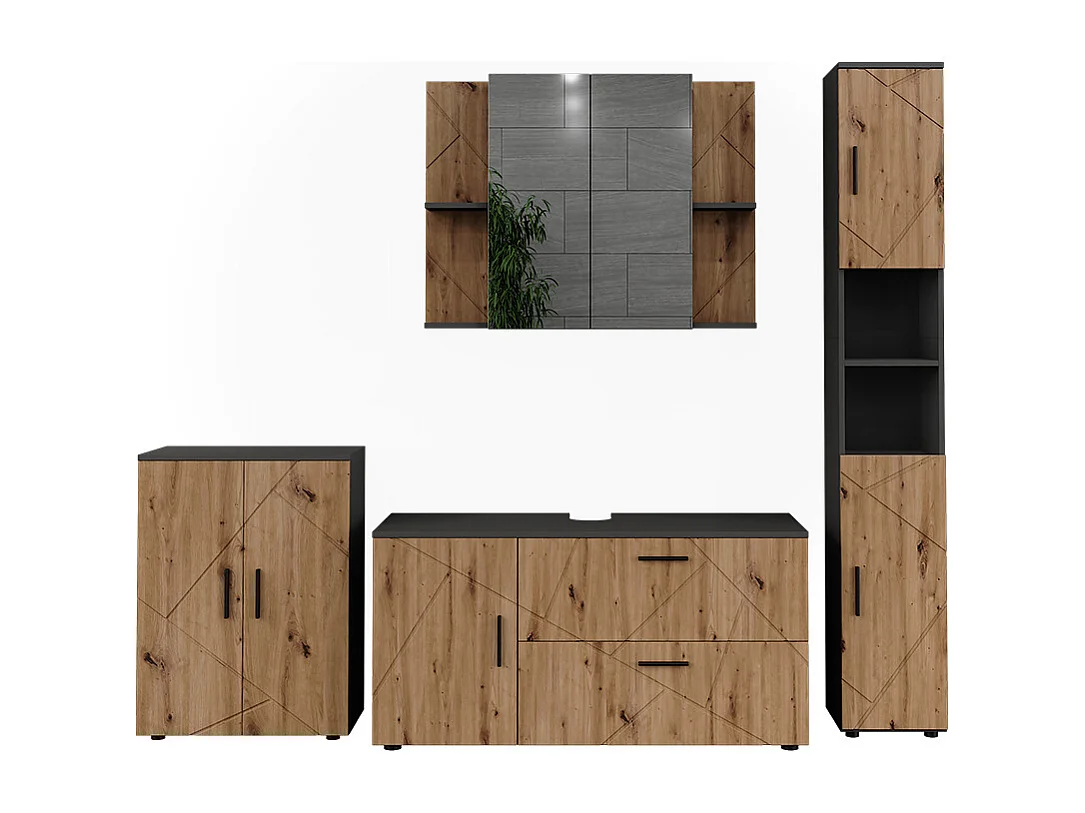 Ensemble de meubles de salle de bains anthracite/artisan 120.1x41x60.6 irma