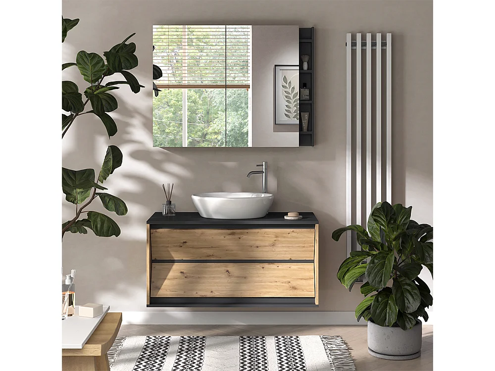 Meubles bain anthracite/artisan 100x45x50 edelin