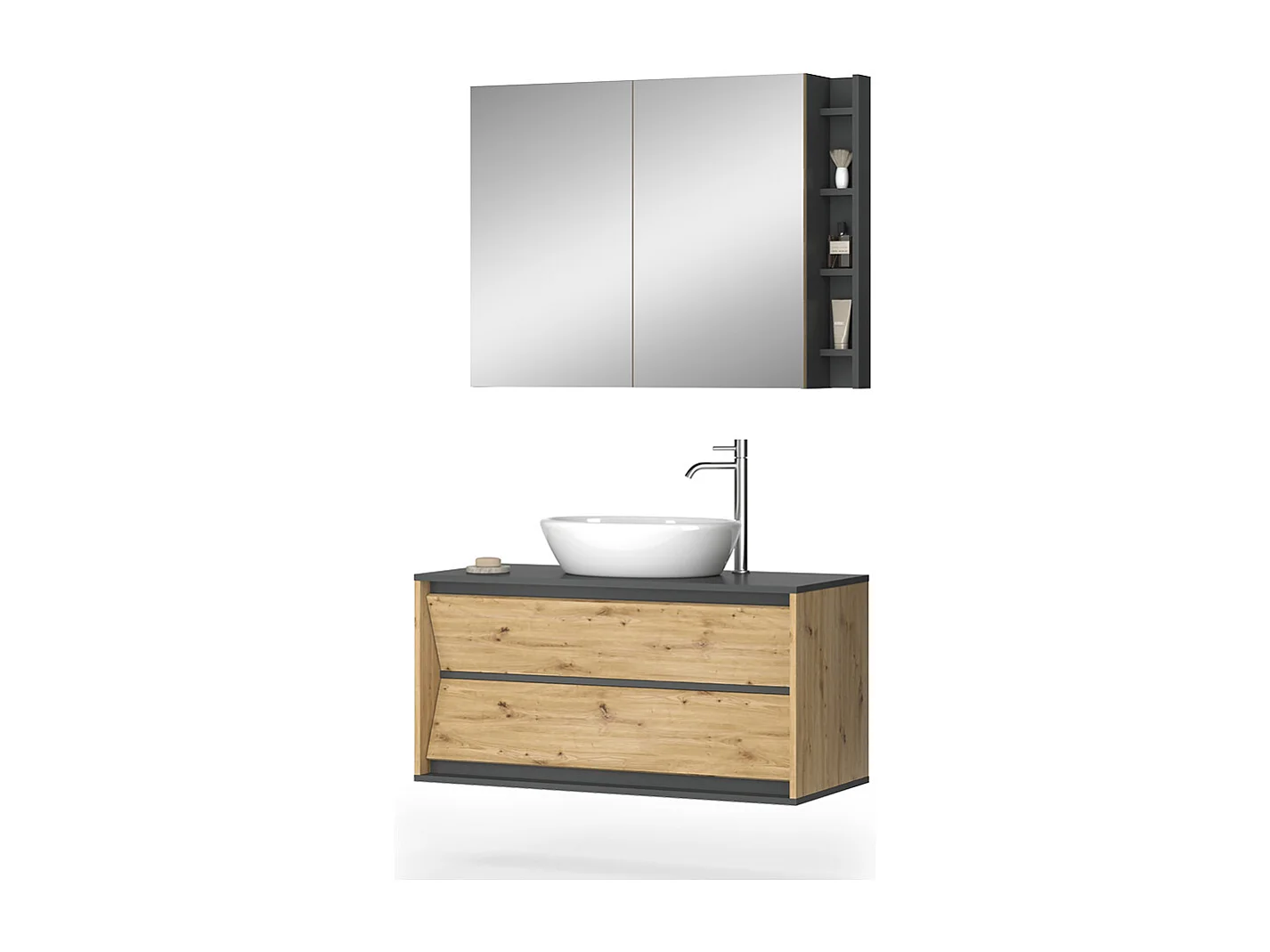 Meubles bain anthracite/artisan 100x45x50 edelin