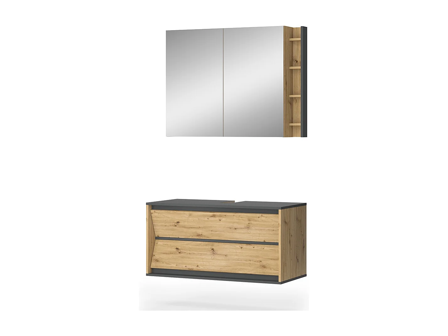 Meubles bain anthracite/artisan 100x45x50 edelin