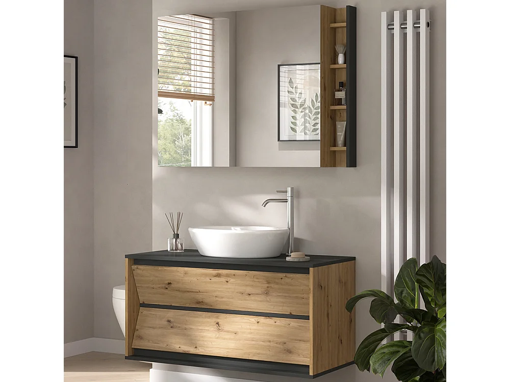 Meubles bain anthracite/artisan 100x45x50 edelin
