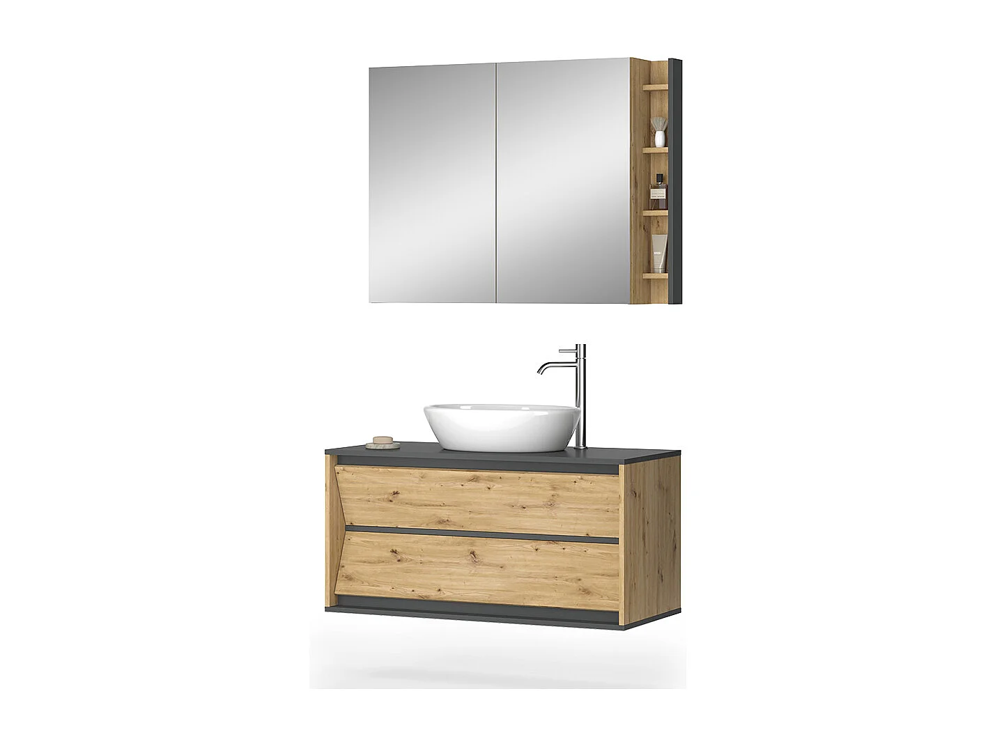 Meubles bain anthracite/artisan 100x45x50 edelin