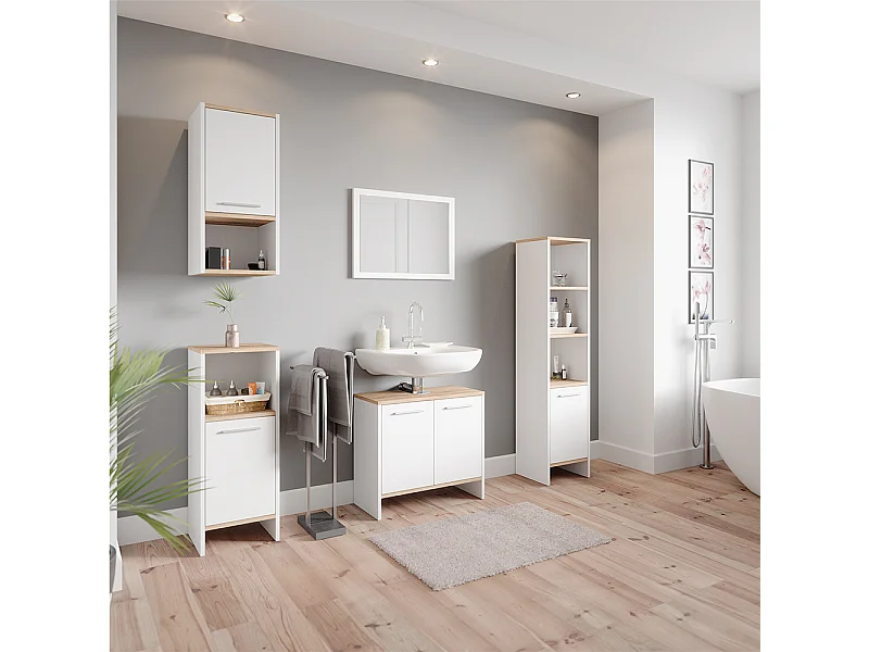 Set mobili bagno bianco 60x28x136 elvio