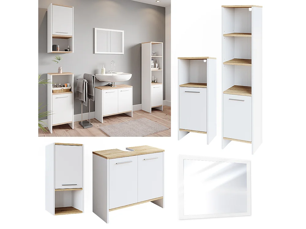 Set mobili bagno bianco 60x28x136 elvio