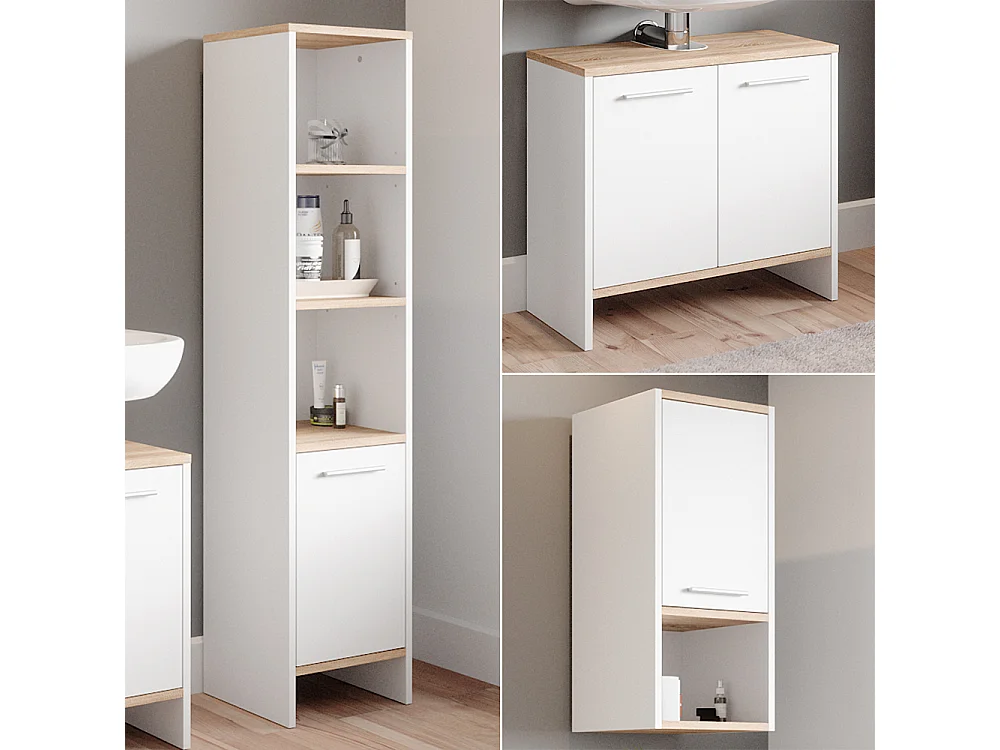 Set mobili bagno bianco 60x28x136 elvio