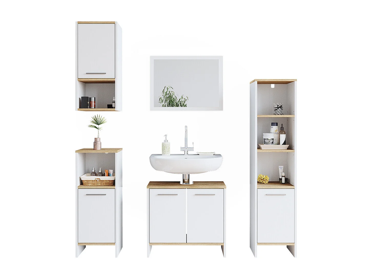 Set mobili bagno bianco 60x28x136 elvio