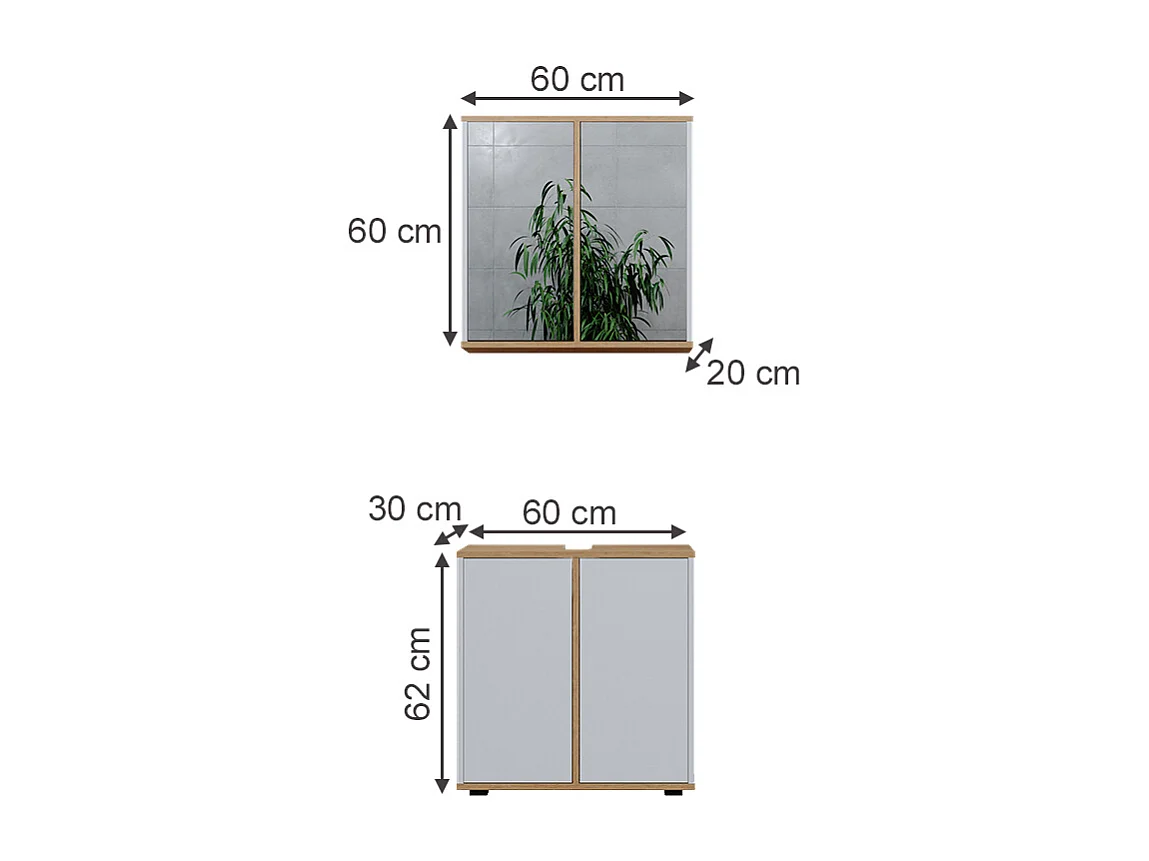 Ensemble de meubles de salle de bain blanc/artisan 60x30x62 didi
