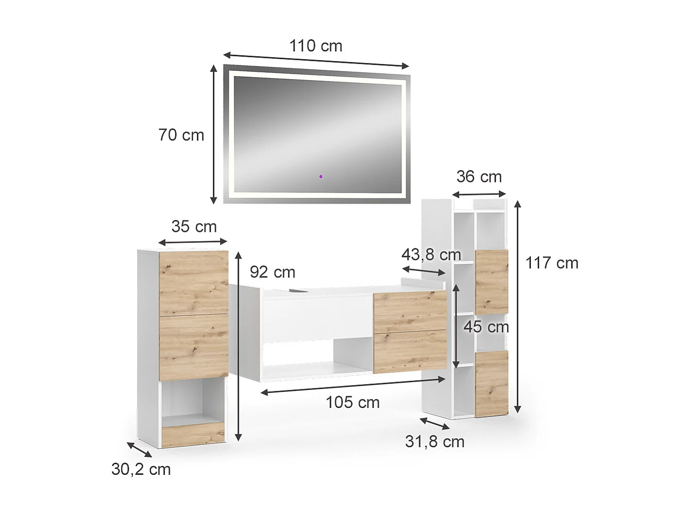 Badmöbel-Set weiß 105x43x45 alf