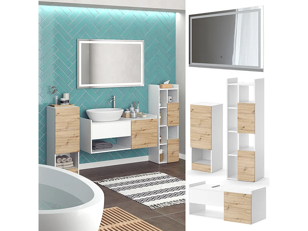 Meubles bain blanc 105x43x45 alf