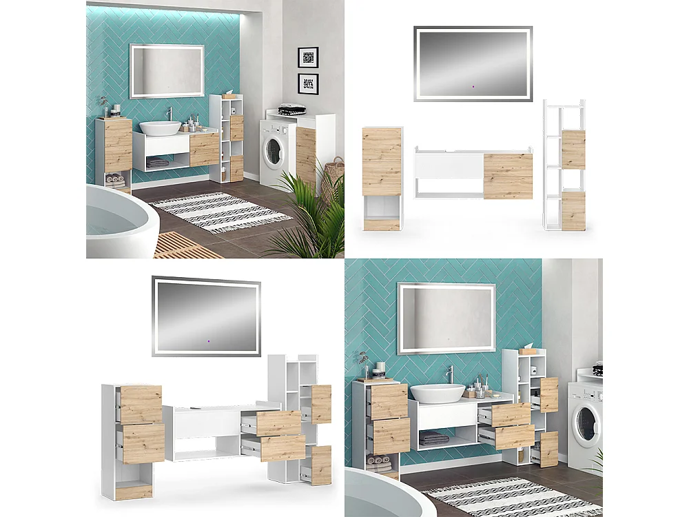 Meubles bain blanc 105x43x45 alf