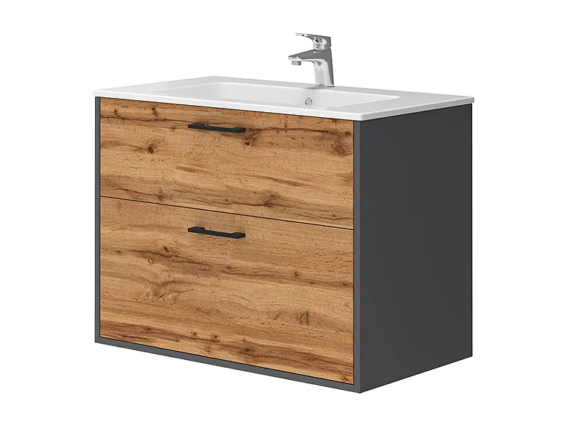 Set di mobili da bagno antracite/quercia dorata 80x45.5x61.5 lanco