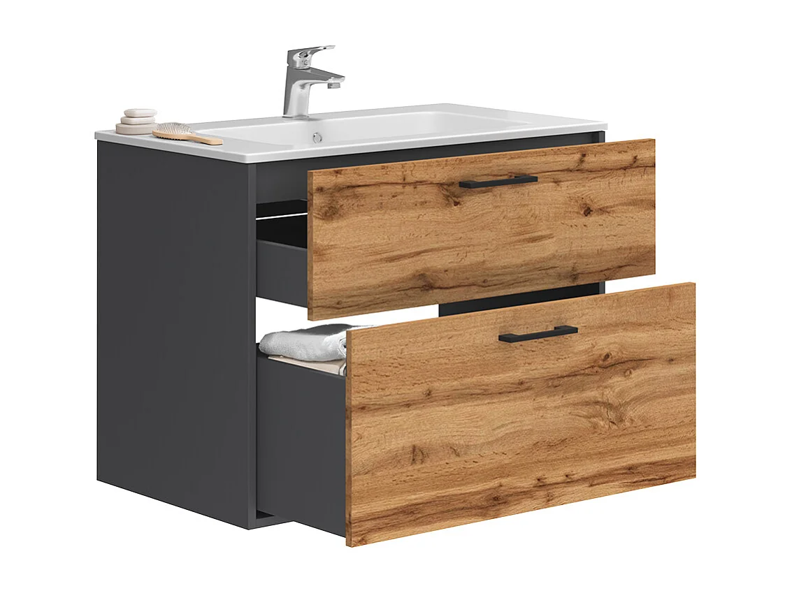 Waschbeckenunterschrank anthrazit/goldkraft eiche 80x45.5x61.5 lanco