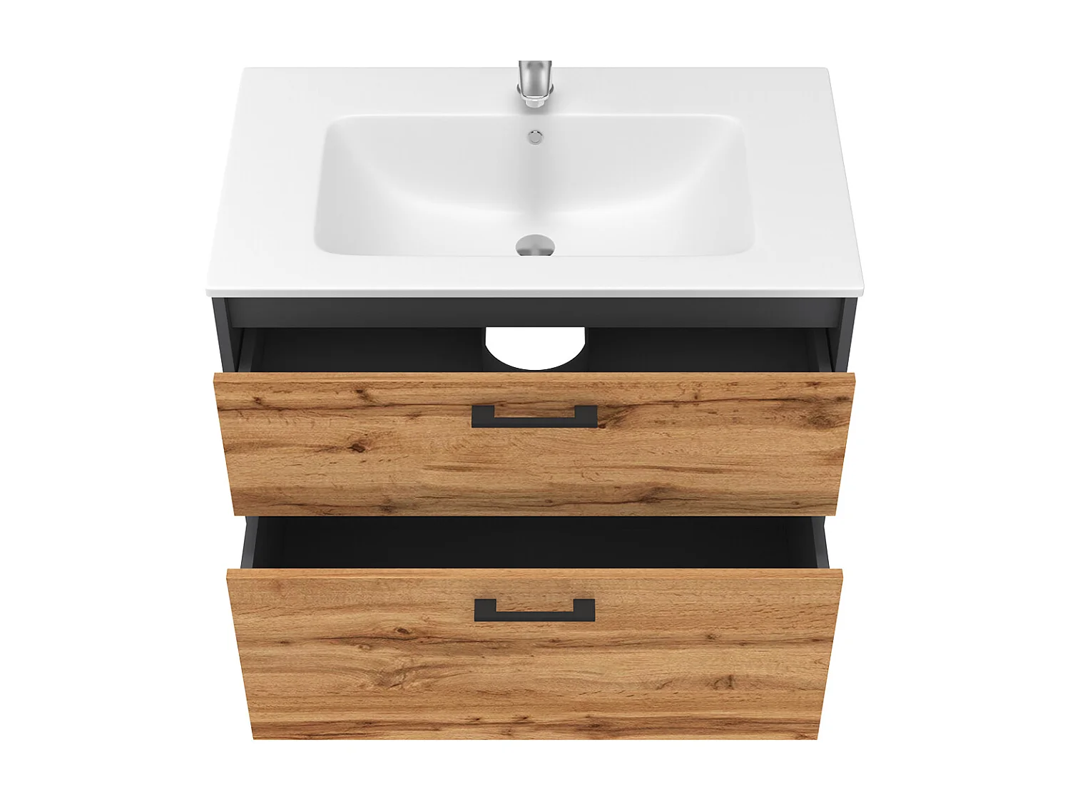 Meubles bain anthracite/chêne doré 80x45.5x61.5 lanco