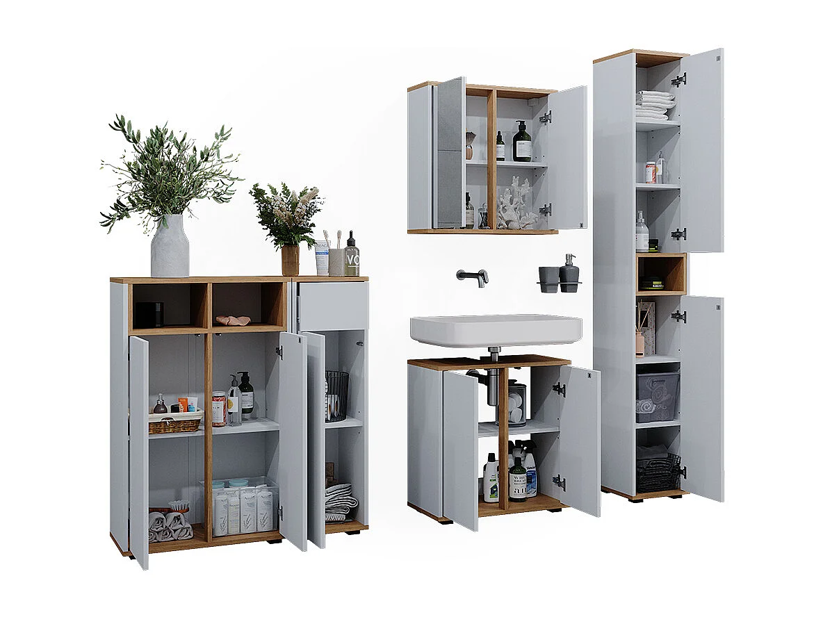 Set mobili bagno bianco/artisan 60x30x62 didi