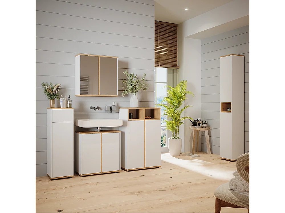 Ensemble de meubles de salle de bain blanc/artisan 60x30x62 didi