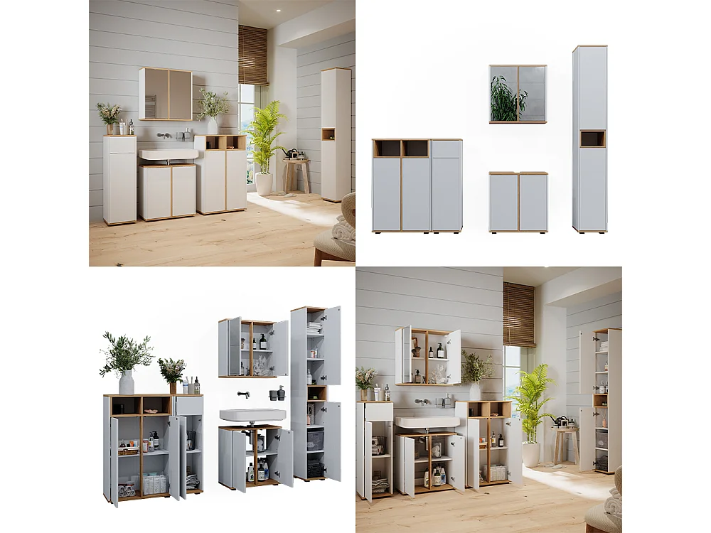 Ensemble de meubles de salle de bain blanc/artisan 60x30x62 didi