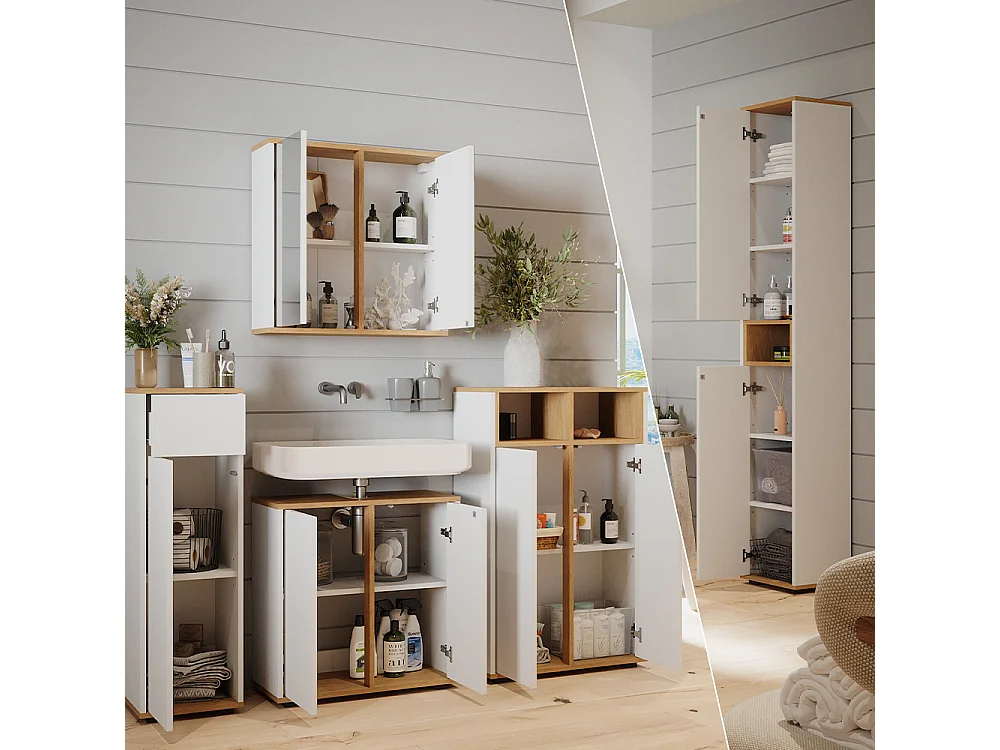 Badeværelsesmøbelsæt hvid/artisan 60x30x62 didi
