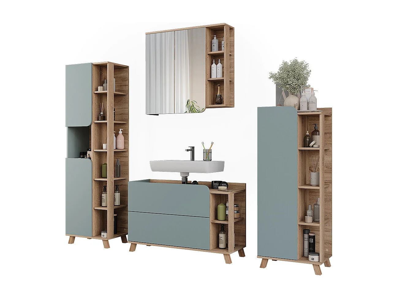 Meubles bain sonoma/bleu 100x35x65 karen