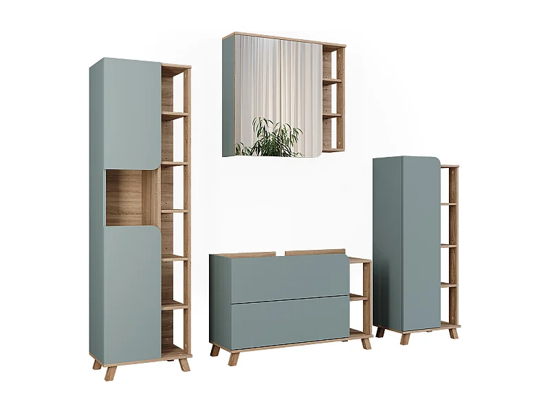 Set di mobili da bagno sonoma/blu 100x35x65 karen
