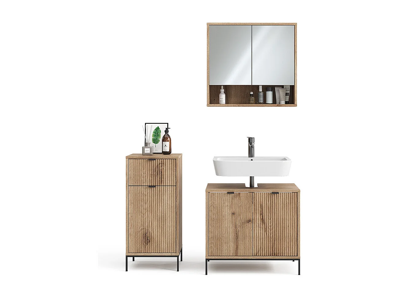 Set di mobili da bagno quercia vichinga 70x45x63 eliza