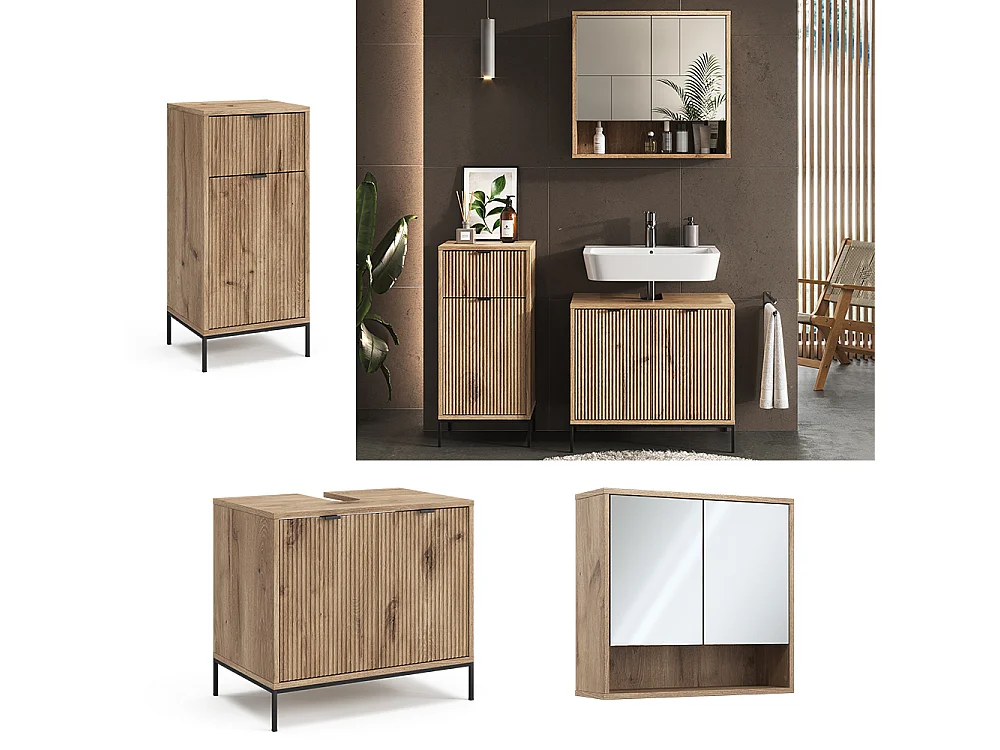 Meubles bain chêne viking 70x45x63 eliza
