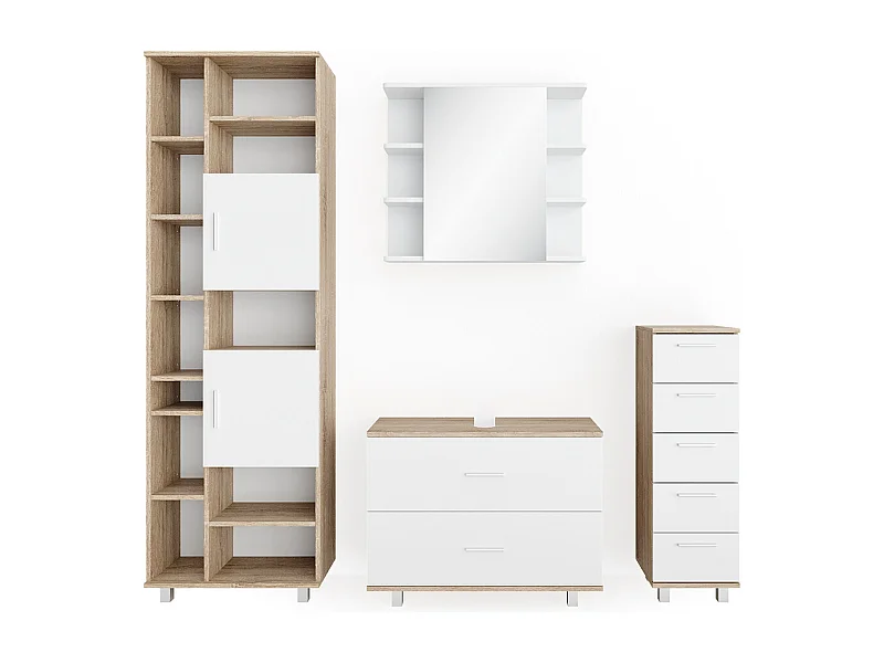 Set mobili bagno bianco/sonoma 80.2x33x60.8 ilias