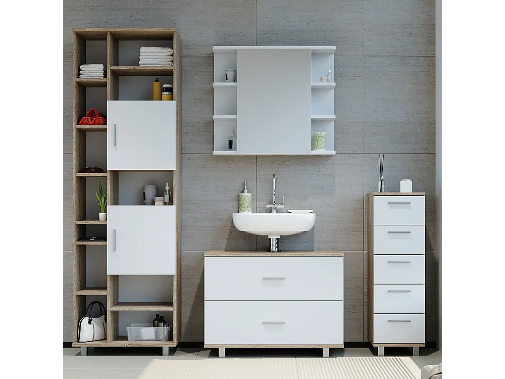 Meubles bain blanc/sonoma 80.2x33x60.8 ilias