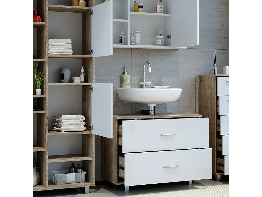 Meubles bain blanc/sonoma 80.2x33x60.8 ilias