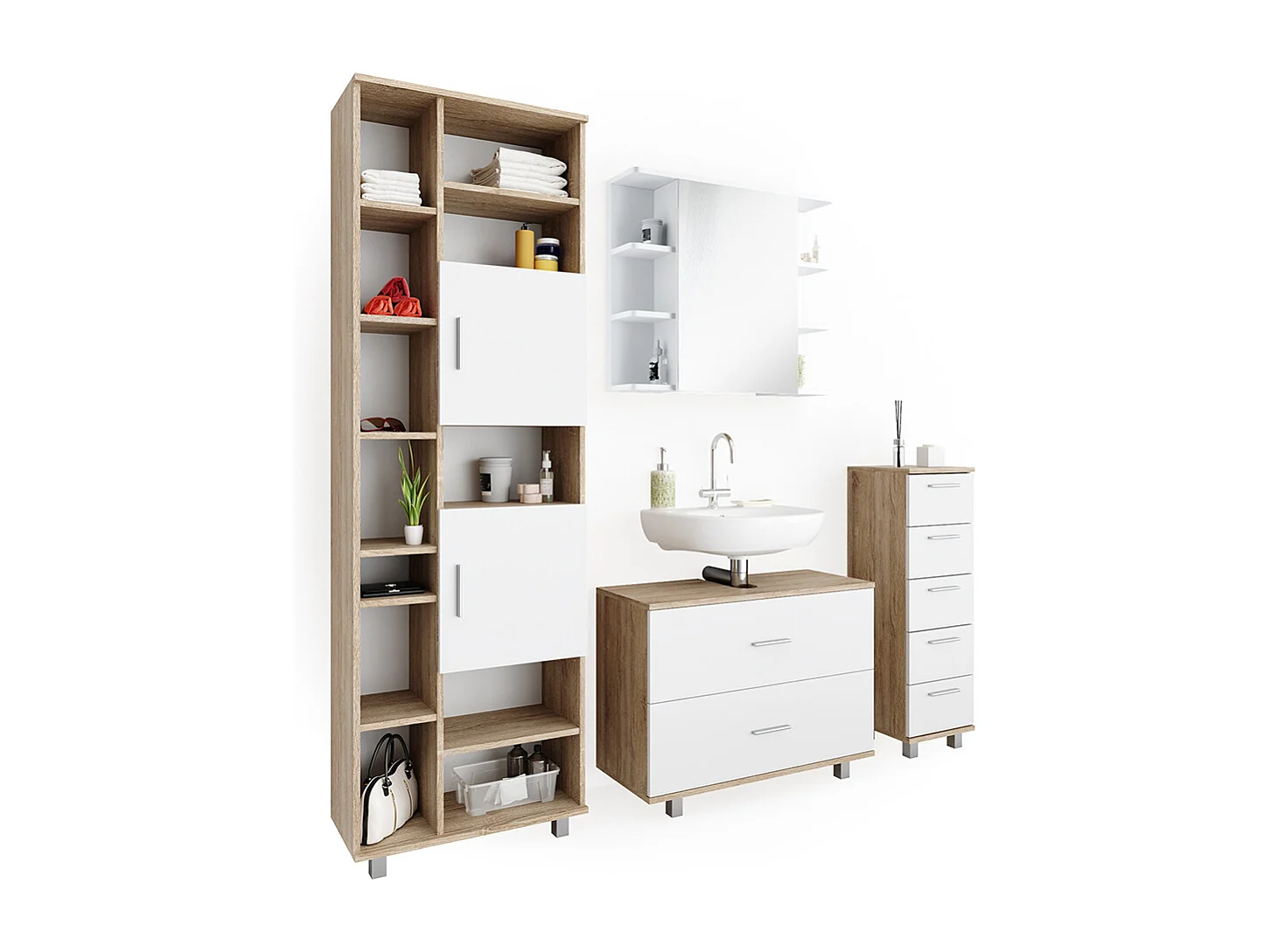 Meubles bain blanc/sonoma 80.2x33x60.8 ilias