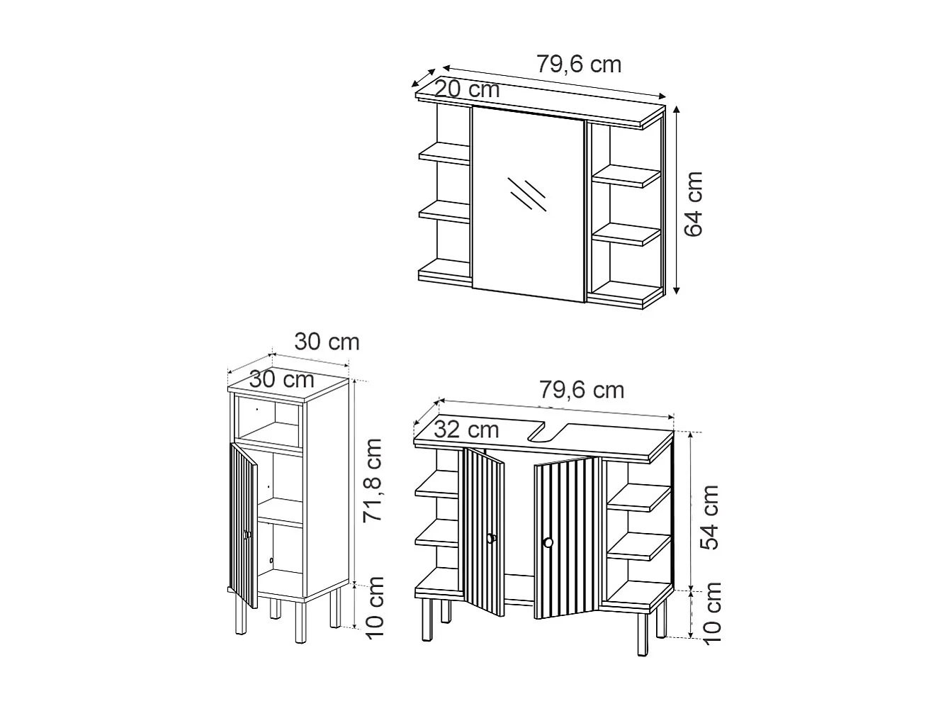 Set di mobili da bagno sonoma 79.6x32x64 aquis