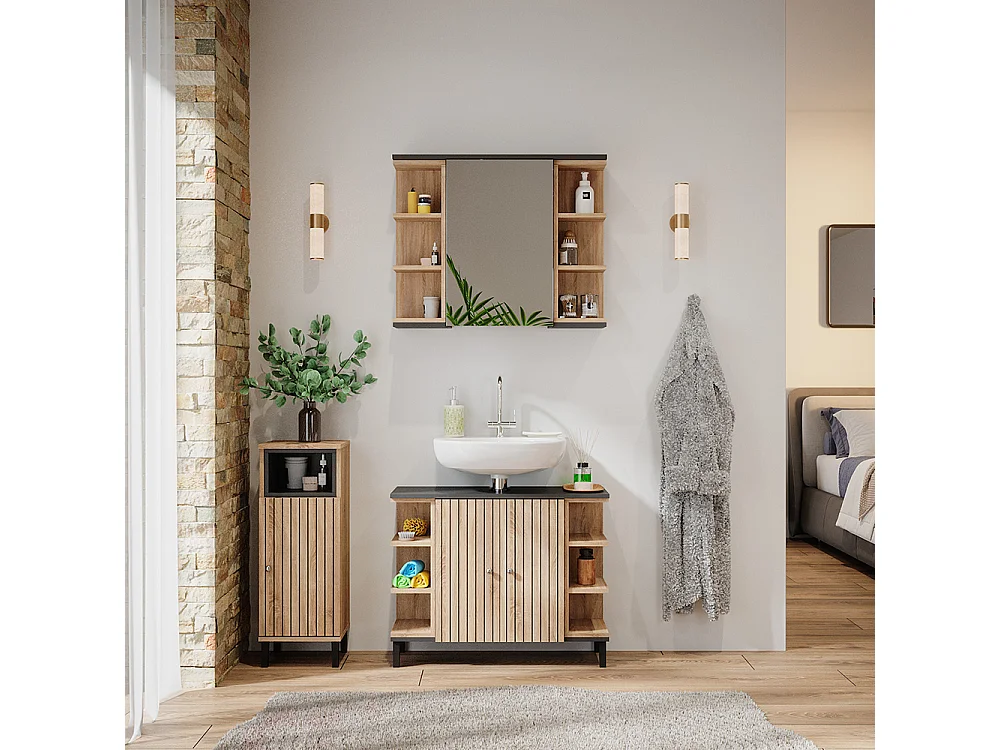 Set di mobili da bagno sonoma 79.6x32x64 aquis