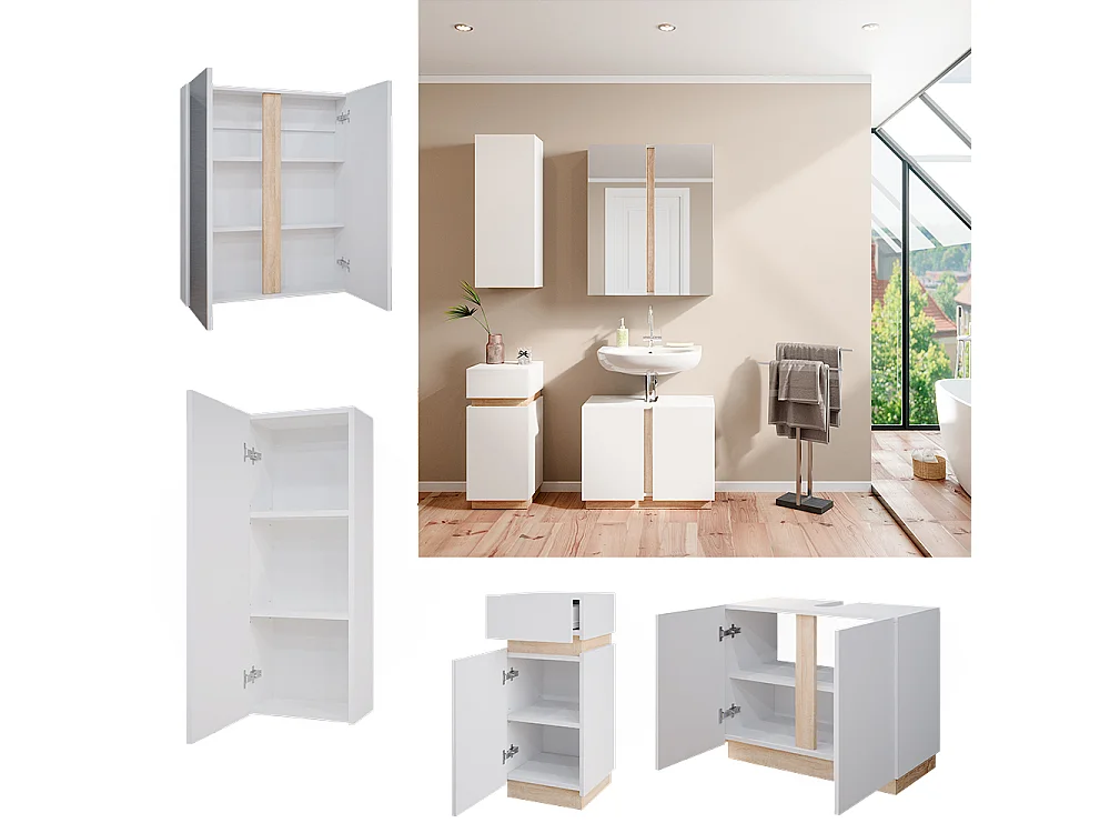 Set di mobili da bagno bianco 70x34x55 gloria