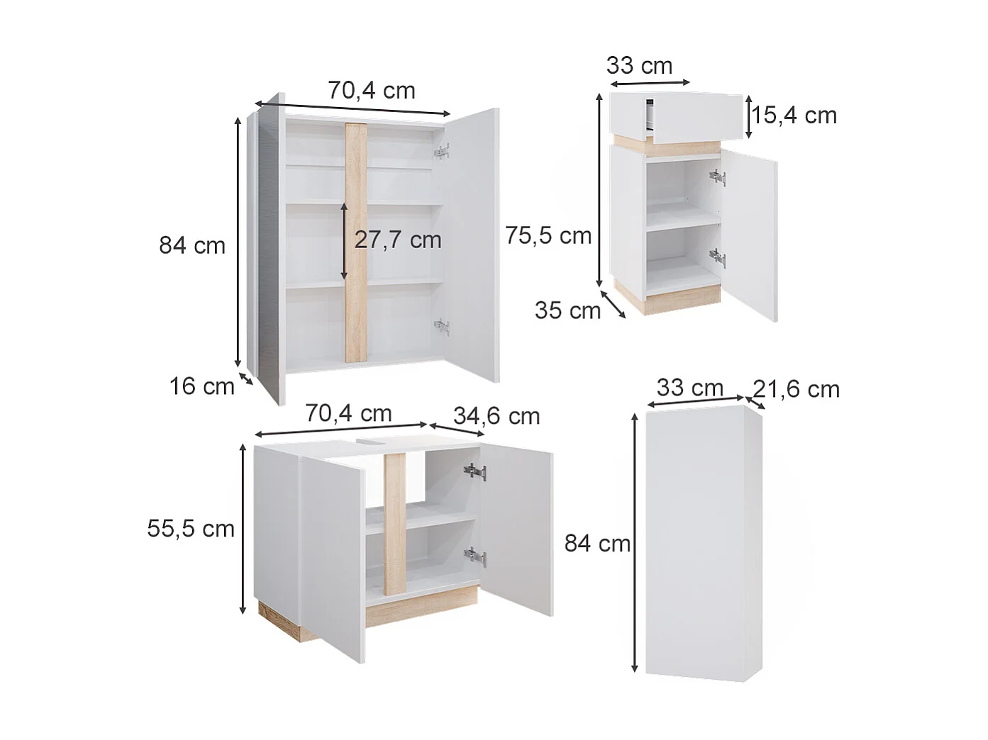 Meubles bain blanc 70x34x55 gloria
