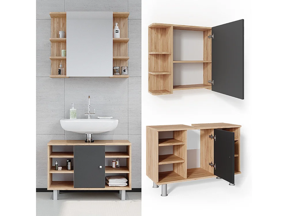 Badmöbel-Set goldkraft eiche 60x32x54 fynn