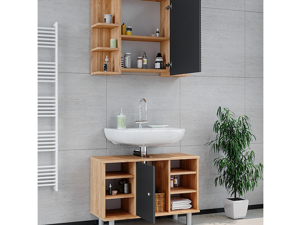 Badmöbel-Set goldkraft eiche 60x32x54 fynn