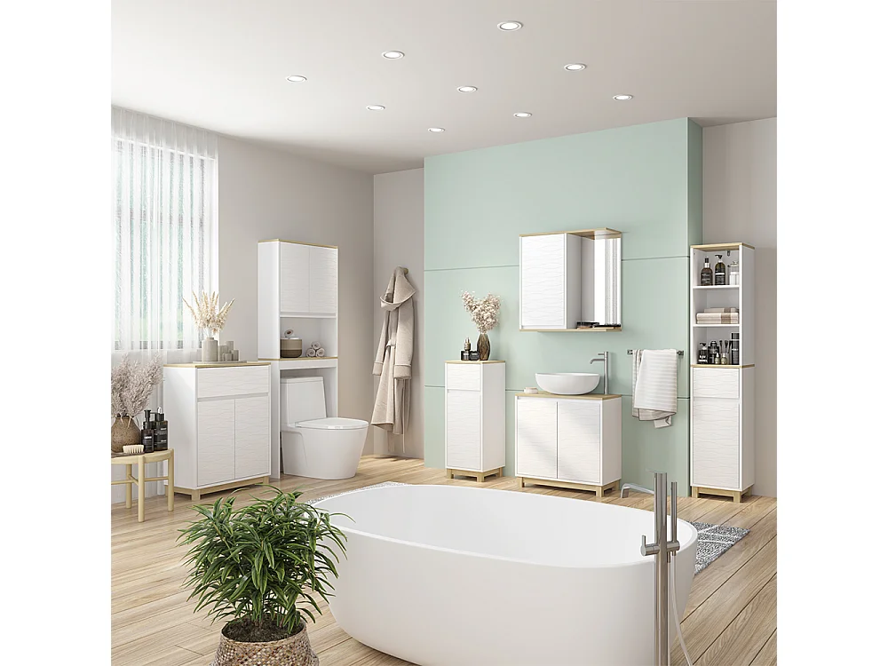 Set di mobili da bagno bianco/quercia 60x30x60 livia