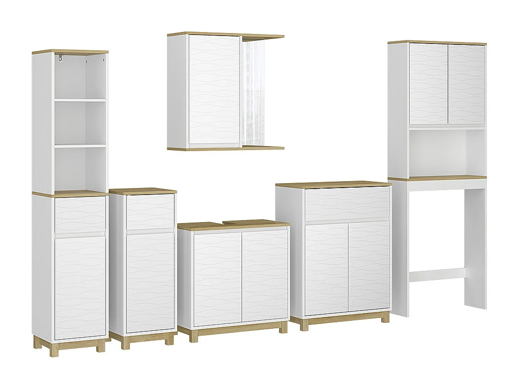 Badeværelsesmøbler sæt hvid/eg 60x30x60 livia