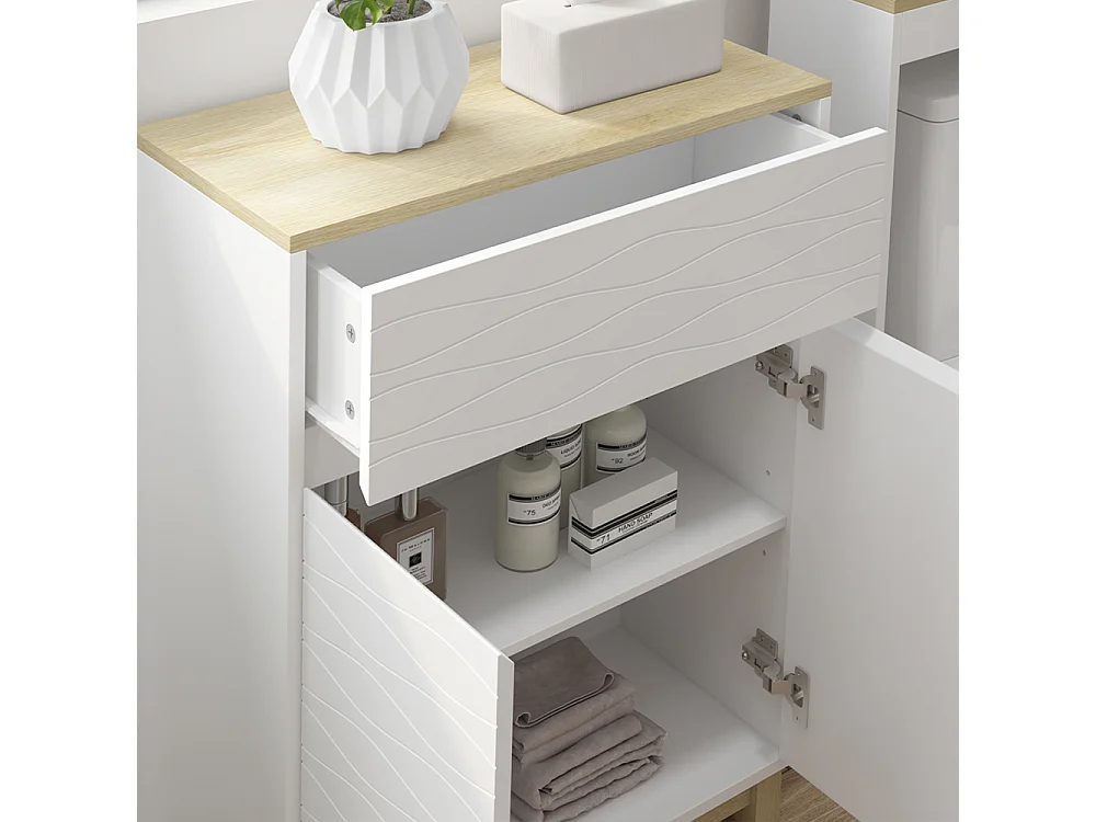 Badeværelsesmøbler sæt hvid/eg 60x30x60 livia