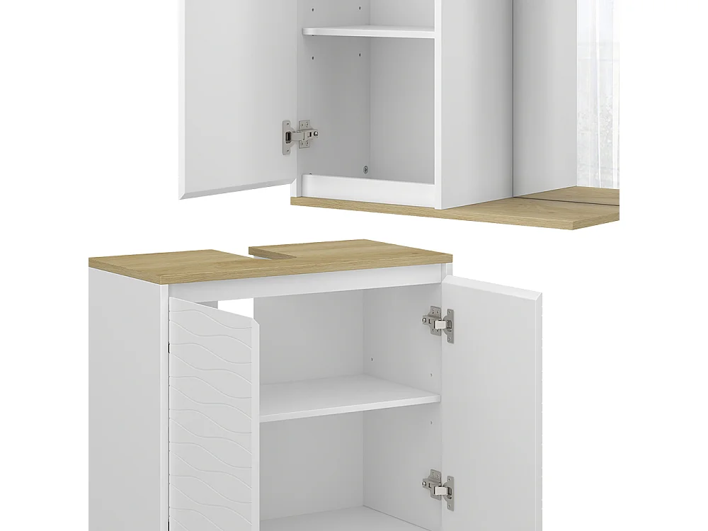 Badeværelsesmøbler sæt hvid/eg 60x30x60 livia