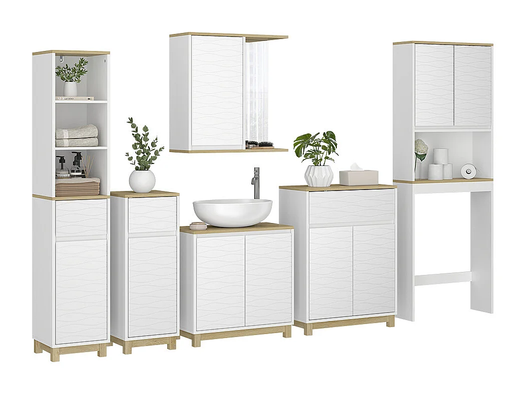 Badeværelsesmøbler sæt hvid/eg 60x30x60 livia