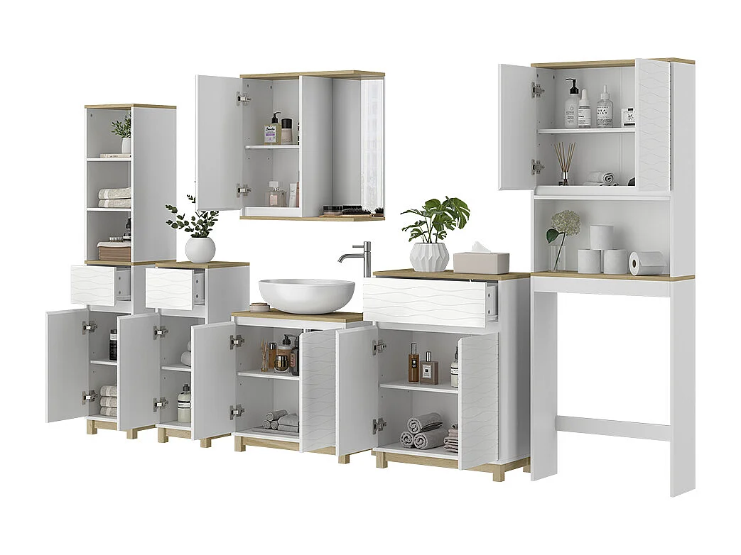 Badeværelsesmøbler sæt hvid/eg 60x30x60 livia