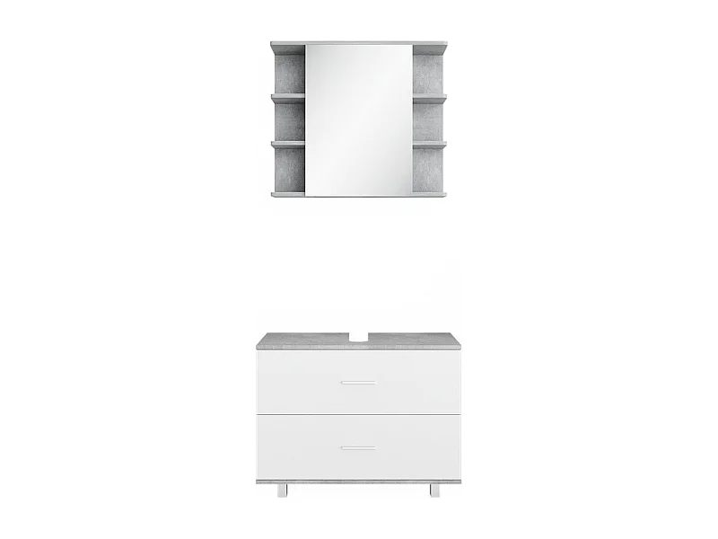 Set mobili bagno cemento/bianco 80.2x33x60.8 ilias