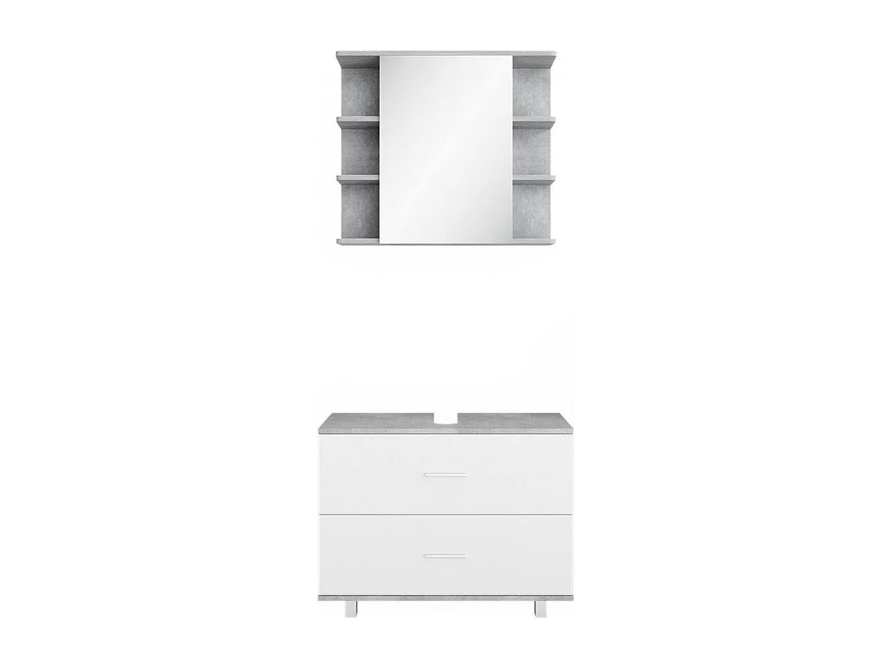 Set mobili bagno cemento/bianco 80.2x33x60.8 ilias