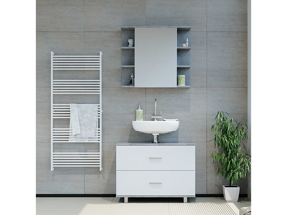Set mobili bagno cemento/bianco 80.2x33x60.8 ilias