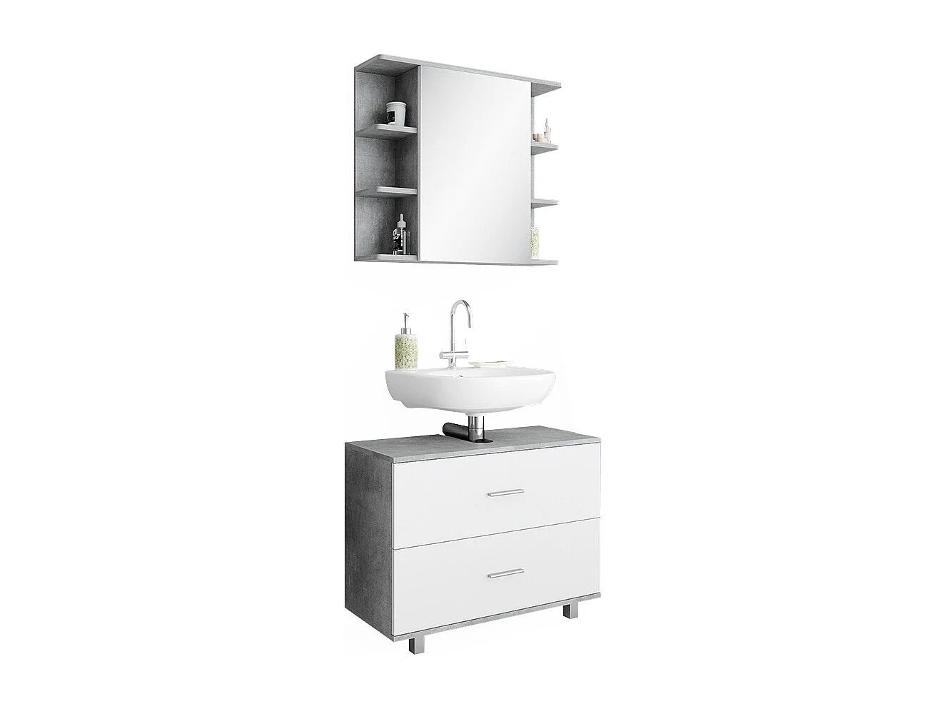 Meubles bain béton/blanc 80.2x33x60.8 ilias