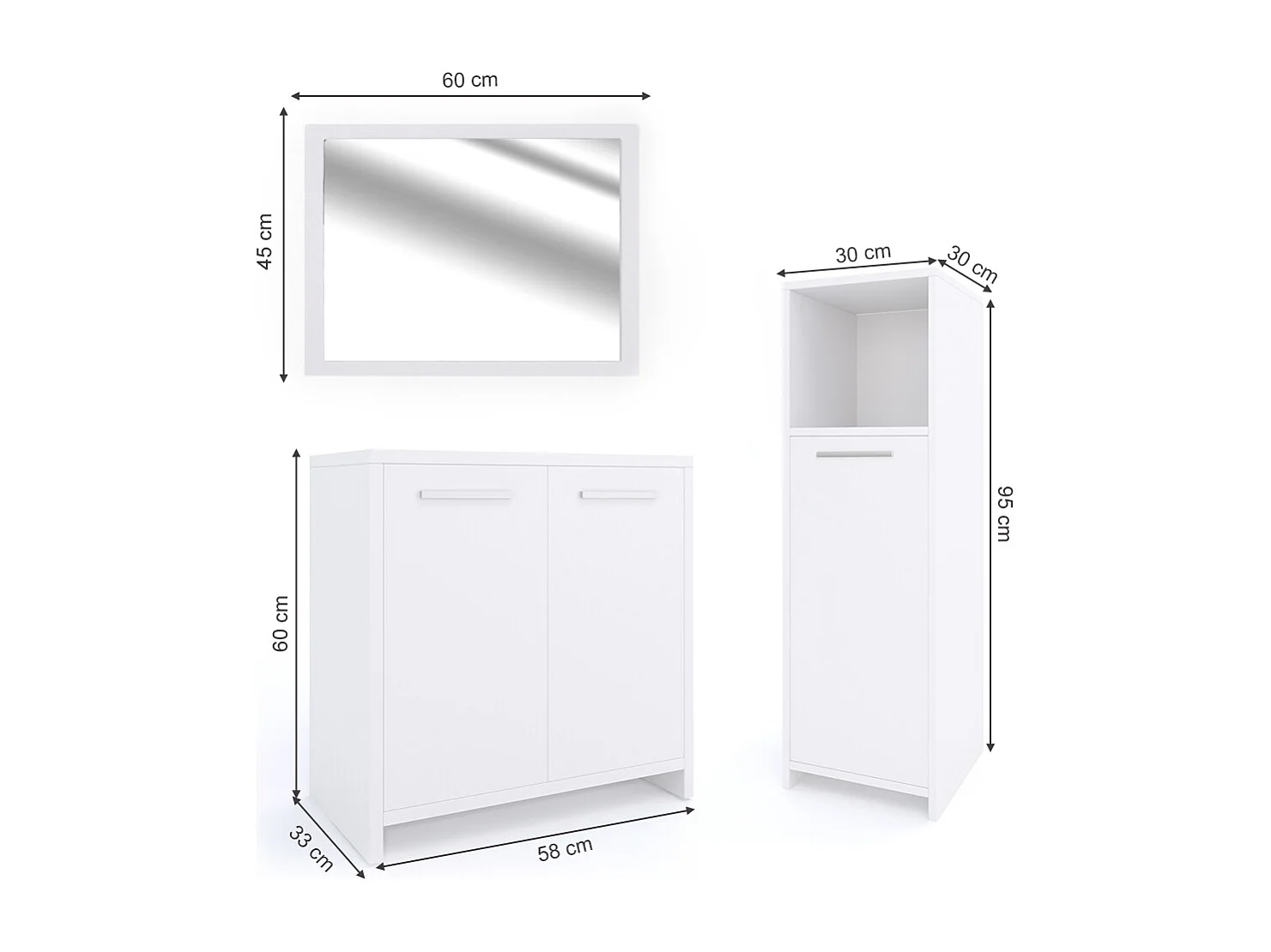 Meubles bain blanc 58x33x60 kiko