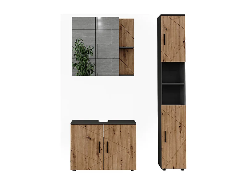 Set di mobili da bagno antracite/artisan 80x30x59 irma